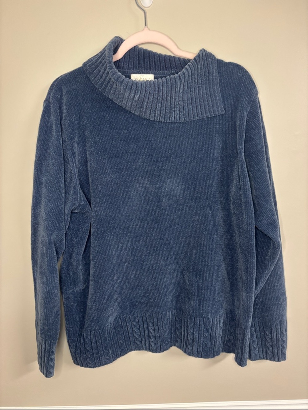 Studio Works Navy Ribbed Funnel Neck Sweater